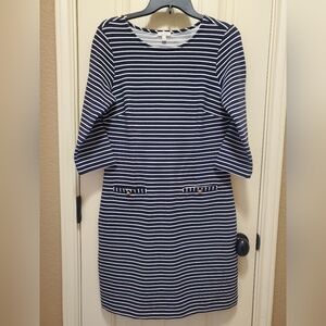 Talbots Navy and White Striped Long Sleeve Dress Women's 6 Petite